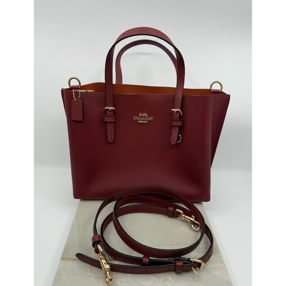 Coach Burgundy Tote Bag with Gold Accents